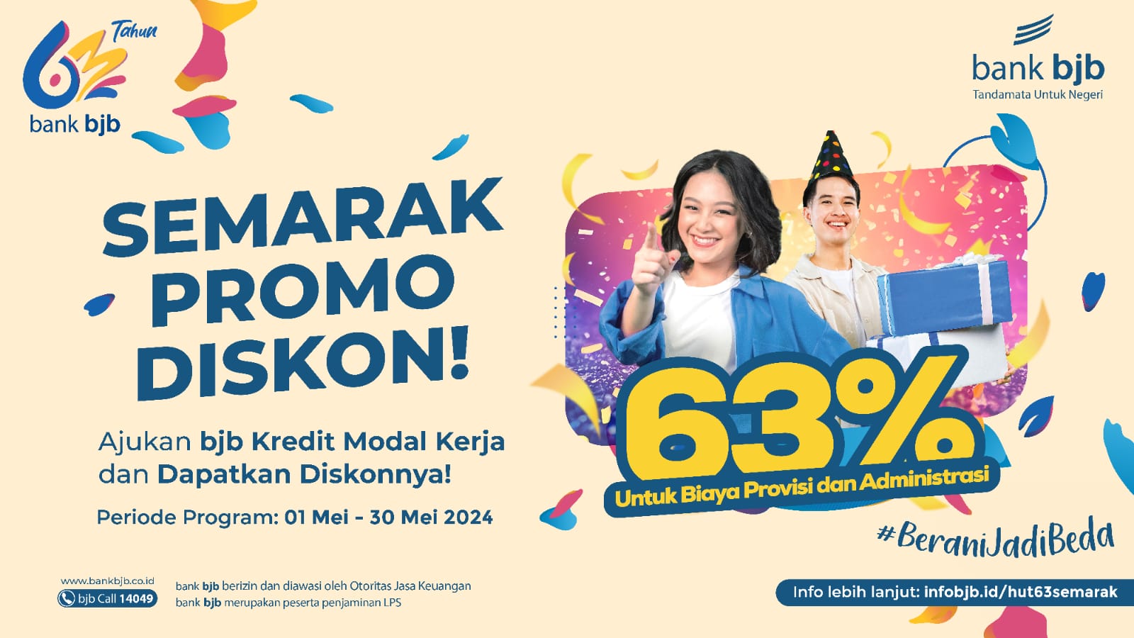 Sambut HUT ke 63, bank bjb Hadirkan Program Semarak Promo Diskon 63%