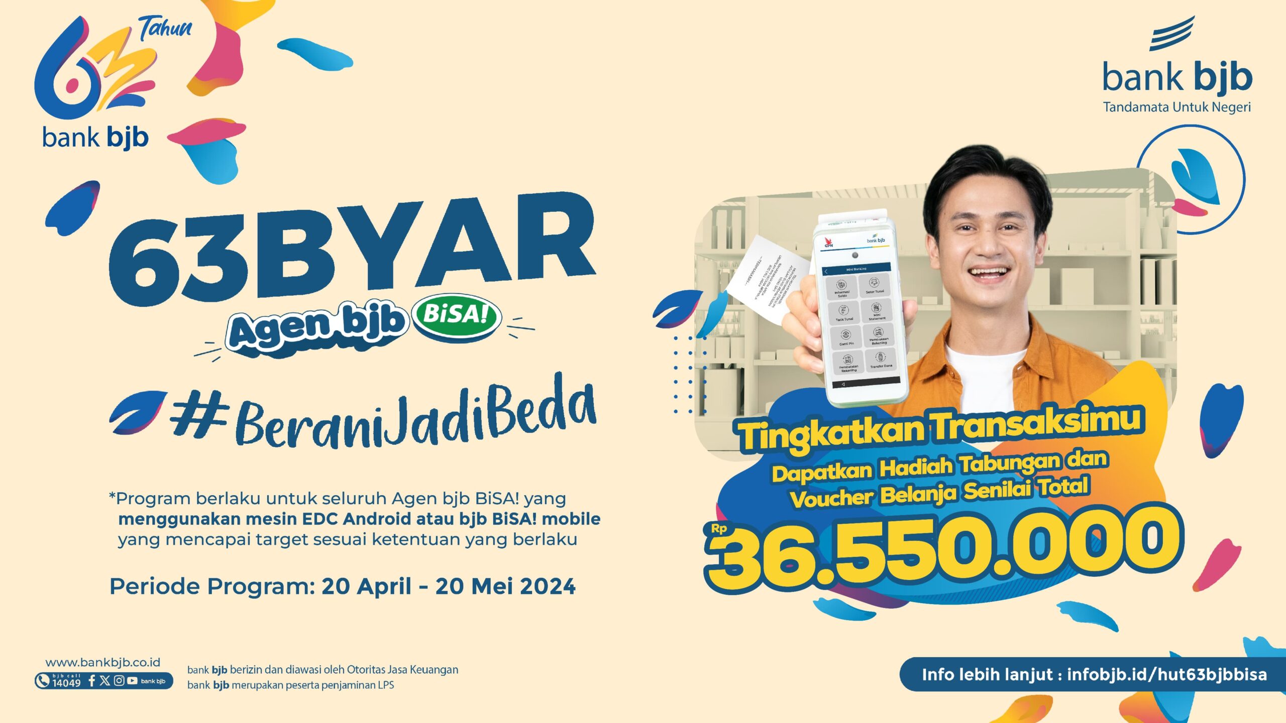 ⦁ bank bjb Merayakan Ulang Tahun ke-63 dengan Program Gebyar Agen bjb BiSA!