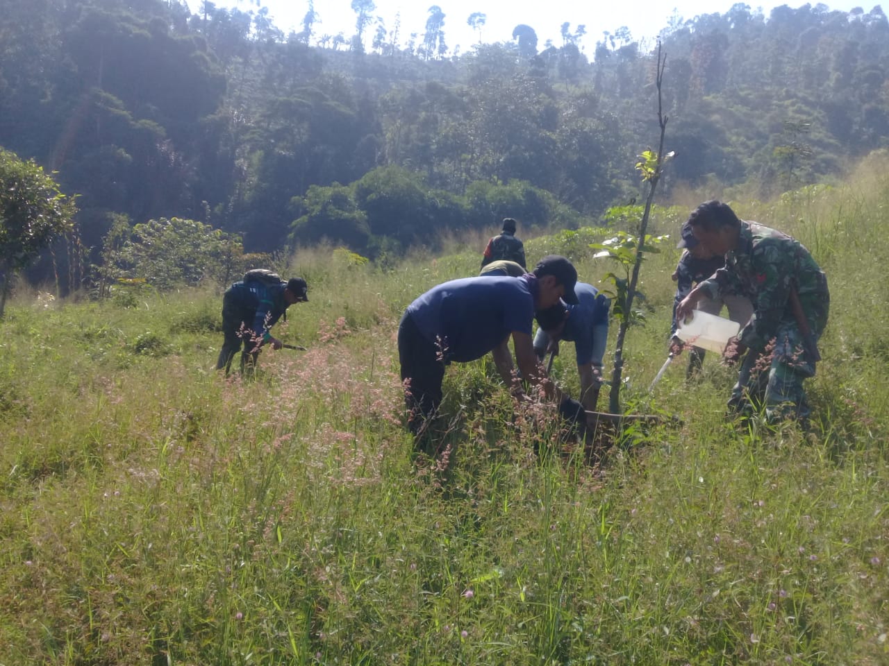 Subsektor 5 Sektor 2 Citarum Harum Melaksanakan Patroli dan Perawatan Tanaman di Petak 62 Desa Sukapura.