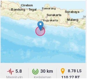 Gempa M 5,8 Guncang Gunungkidul, Guncangannya Terasa di Pangandaran