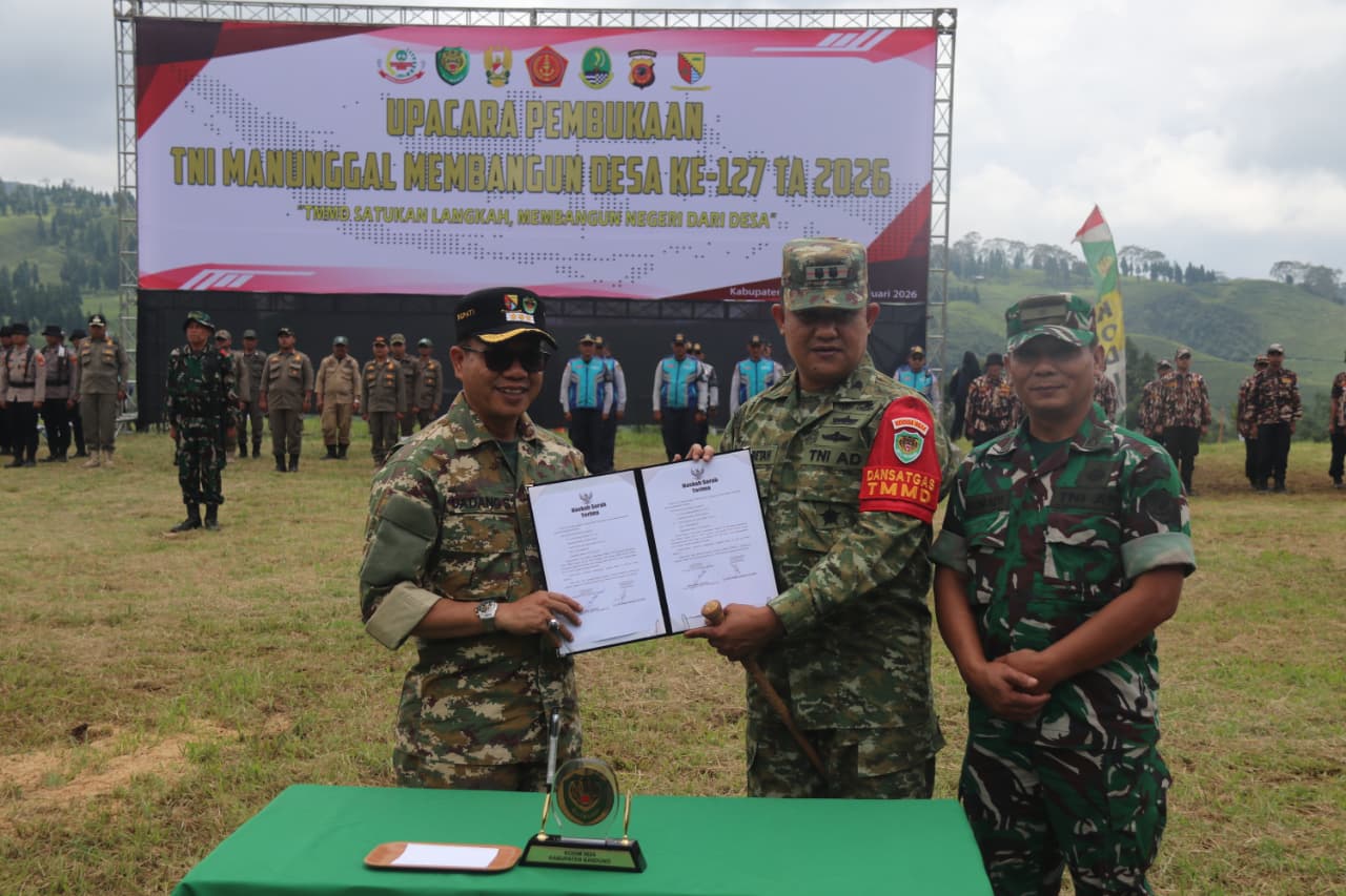 TNI Manunggal Membangun Desa Reguler ke 127 TA. 2026 Kodim 0624/Kab Bandung Resmi Dibuka Bupati Bandung.