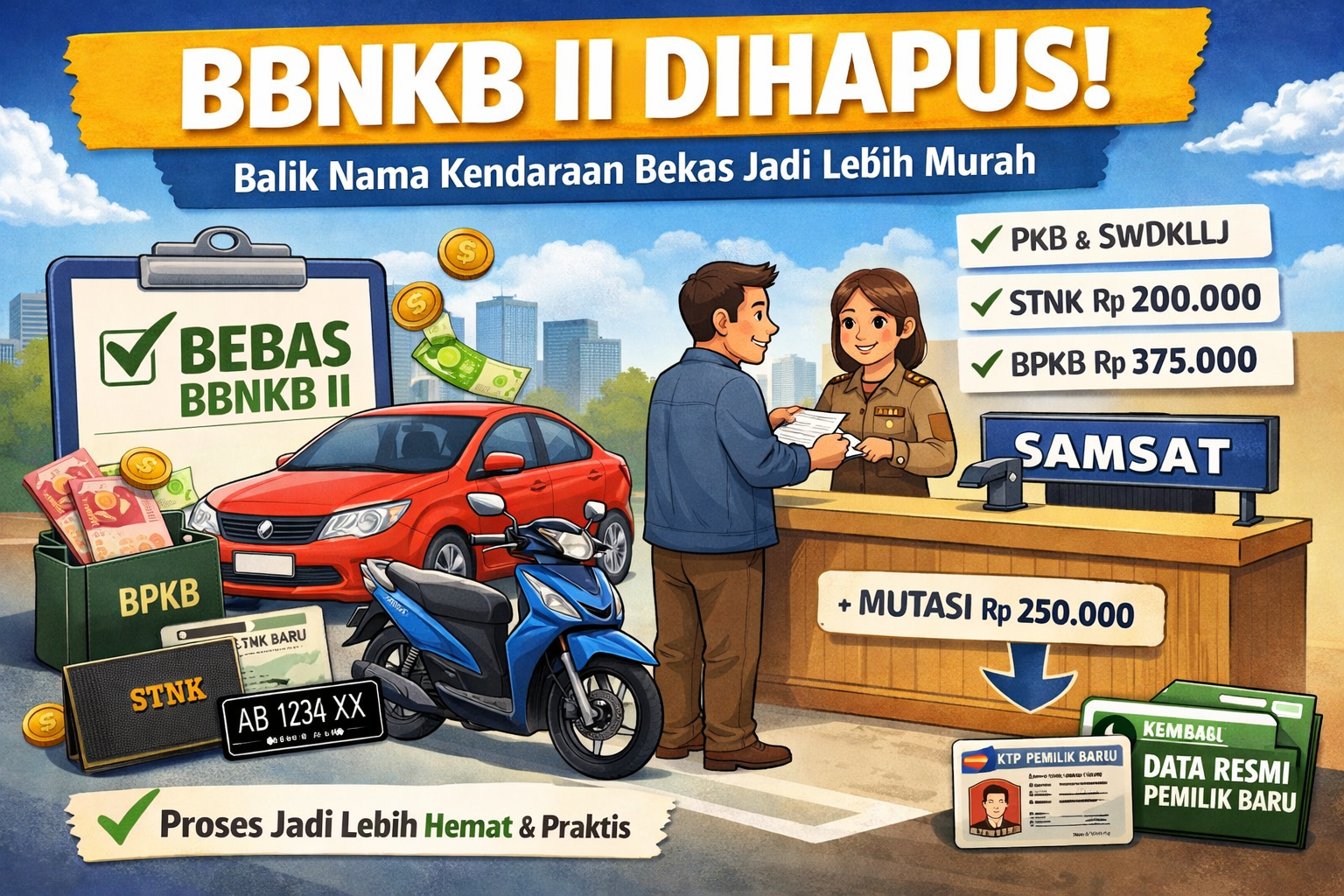 BBNKB II Dihapus, Balik Nama Kendaraan Bekas Kini Lebih Murah dan Praktis